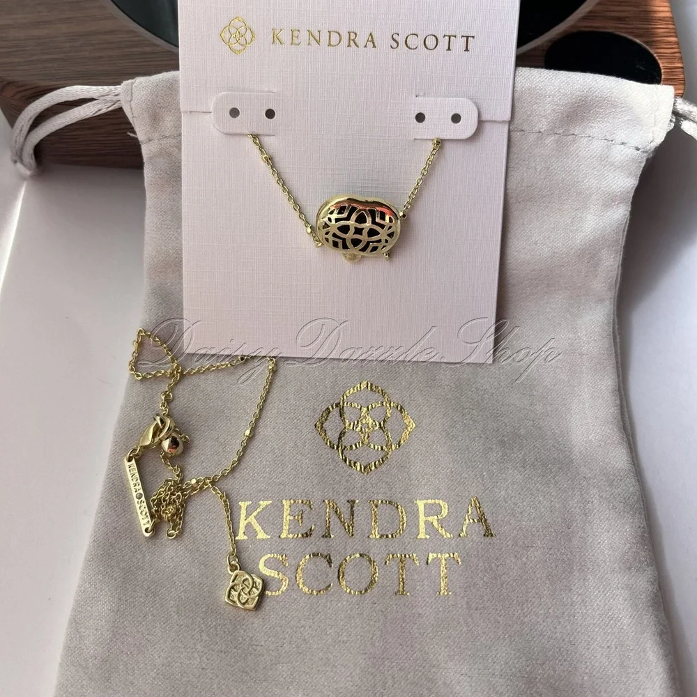 🎃✨Kendra Scott Pumpkin Black Gold Plated Short Pendant Necklace New 🎃✨